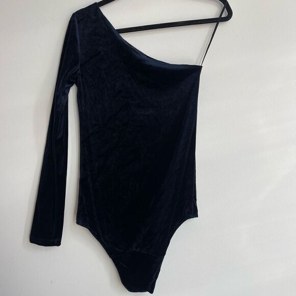 Forte Forte Womens Bodysuit One Piece One Shoulder Velvet Blue Size Small - Picture 6 of 7